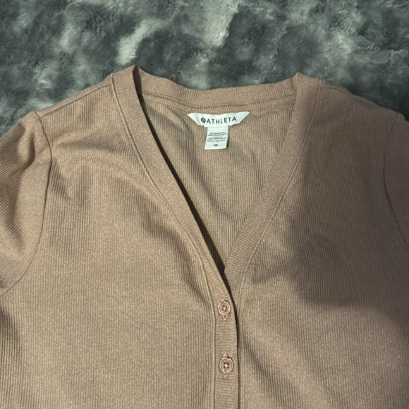 ATHLETA Uptempo Ribbed Button Long Sleeve Henley Palermo Pink M - Picture 3 of 6